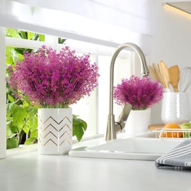 XEOLIAN Artificial Plants, 12 Bundles Outdoor Fake Plants Spring Summer UV Resistant Faux Greenery Shrubs Indoor Outside Porch Garden Patio Window Box Decor (Magenta) - Image 8