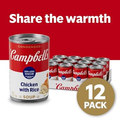 Campbell’s Condensed 25% Less Sodium Chicken and Rice Soup, 10.5 oz Can (Case of 12) - Image 3