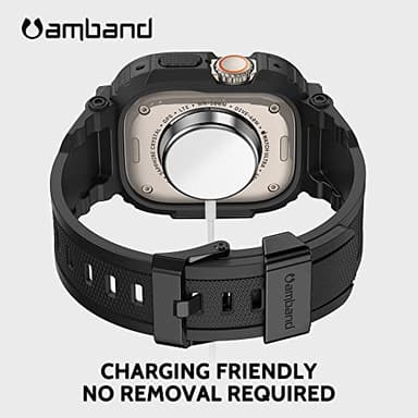 amBand Bands Case Screen Protector Compatible with Apple Watch Ultra 3/2/1 49mm for Men, M1 Sport Series Rugged Cover Strap and 9H Tempered Glass, Military Protective Bumper for iWatch 49 mm Men Black - Image 5