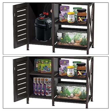 Herture 40-50 Gallon Fish Tank Stand, Aquarium Stand with Cabinet Accessories Storage, Heavy Duty Metal Frame, 40.55" L*18.89" W Tabletop, 850LBS Capacity, Black PG02YGB - Image 2