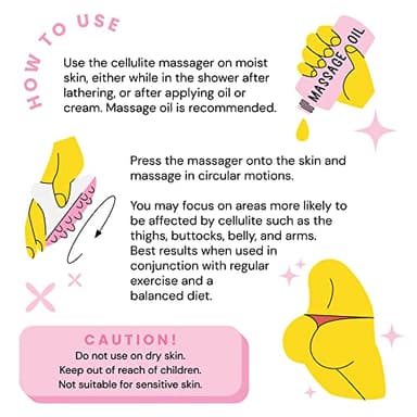 Scala Silicone Anti Cellulite Massager, Body Shower Scrubber, Cellulite Remover - Improve Circulation, Distribute Fat Deposits, Body Massager, Exfoliator, Fat Roller Use with Creams and Oils - Pink - Image 4