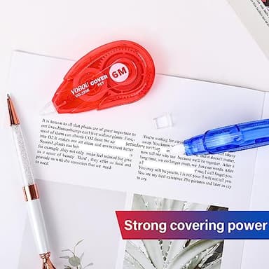 Vobou White Correction Tape, Easy To Use Applicator for Instant Corrections Wrong Writing At Any Time, For school, Office (Red and Blue, 12pack, 6M/256" x 0.2") - Image 5