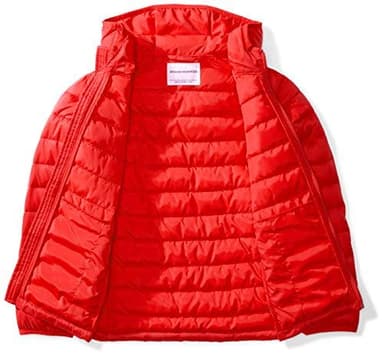 Amazon Essentials Boys' Lightweight Water-Resistant Packable Hooded Puffer Jacket, Red, Large - Image 5
