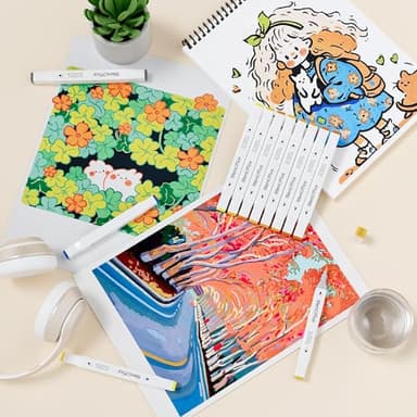 MemOffice 80 Colors Dual Tip Artist Alcohol Markers Set with Carrying Case - Perfect for Coloring, Drawing, Sketching, Card Making and Illustration - Perfect for Adults and Kids - Image 6