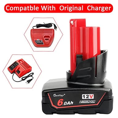 waitley 2 Pack 12V 6A Replacement Battery Compatible with Milwaukee 6.0Ah Power Tools - Image 5