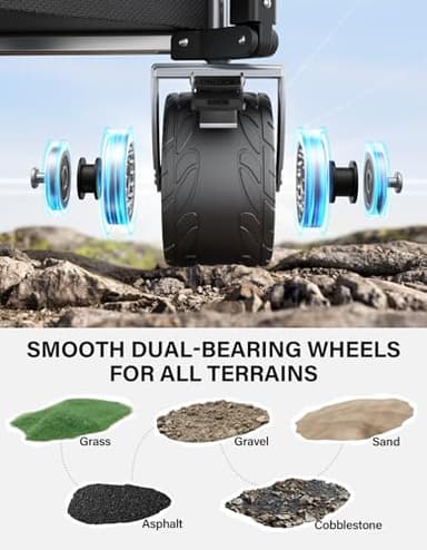 everyfun Pro Collapsible Wagon, 440 lbs Foldable Utility Wagon Cart with Big Wheels, Heavy Duty Folding Wagon for Beach/Garden/Camping/Grocery-Black - Image 3