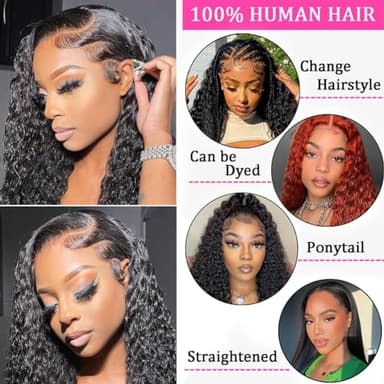 IJFMMEL 34 Inch 13x6 Deep Wave Lace Front Wigs Human Hair 200% Density Deep Curly Human Hair Wigs For Women 13x6 HD Transparent Deep Wave Lace Frontal Wig Human Hairr - Image 6