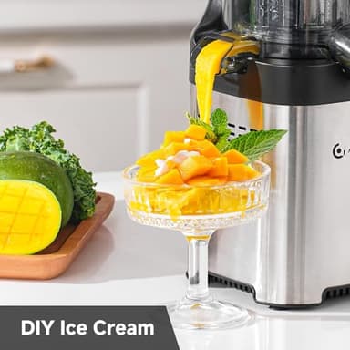 AMZCHEF Cold Press Juicer, 4.5" Juicer Machines with Large Feed Chute for Whole Fruits & Vegetables, Stainless Steel Juice Extractor with Large Auger, Dual Strainers, Easy Cleanup & Assembly - Image 7