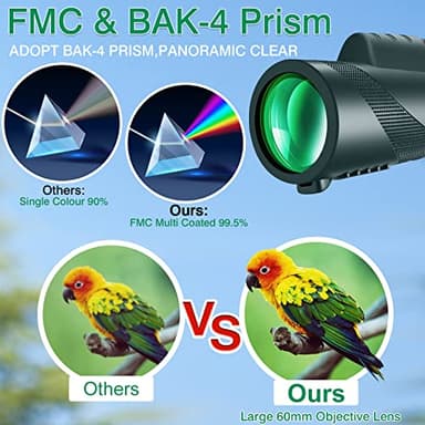 80x100 High Powered Monocular Telescope 2 Packs with Smartphone Holder & Tripod, HD Monocular for Adults with BAK4 Prism & FMC Lens for Hunting Star Bird Watching Wildlife Camping Hiking - Image 3