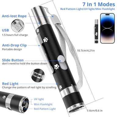 OUMSIS Cat Toys, USB Rechargeable Interactive Cat Mouse Toys, 3 Light Modes & 5 Adjustable Patterns, Portable Kitten Toy for Indoor Cats & Dogs, Training & Exercise Fun - Image 2