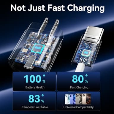 iPhone 17 16 Pro Max Charger Fast Charging Block, 30W iPhone 17/16 Pro Max USB C Fast Charger with 10 FT Type C Fast Charging Long Cable Cord for iPhone 17 Pro Max/17 Pro/17/Air/16 Pro max/16 Pro/15 - Image 5