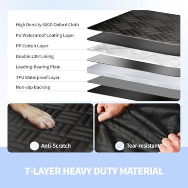ELLINI Dog Car Seat Cover for Back Seat, Hard Bottom Back Seat Extender for Dogs, Holds 400lbs, 600D Heavy Duty Scratch-Proof Waterproof Dog Hammock for Car, SUV - Image 3