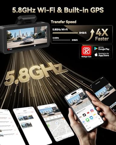REDTIGER F77 4K+4K Dash Cam Front and Rear, Dual STARVIS 2 IMX678 HDR, Built-in 128GB eMMC, Voice Control Dash Camera for Cars with 5.8GHz WiFi, 4'' Touch Screen, GPS, Night Vision, 24H Parking Mode - Image 6