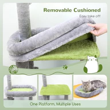 Globlazer Cat Tower for Indoor Adult Cats, 50-inch Heavy Duty Cat Tree for Big Cats, Cat Tree House with Extra-Large Padded Platform, Sisal Scratching Board, 2 Large Condos, F50, Light Grey - Image 4
