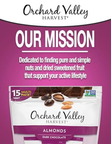 Orchard Valley Harvest Dark Chocolate Almonds, 1 Ounce Bags (Pack of 15), Gluten Free, Non-GMO, No Artificial Ingredients - Image 5