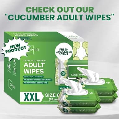 OPTEEL Adult Wipes For Elderly - 8"x13" Extra Large & Soft Wet Wipes for Adults Bathing No-Rinse - Incontinence Disposable Washcloths, Vitamin E & Aloe Infused for Men & Women 720ct (12 Packs of 60) - Image 9