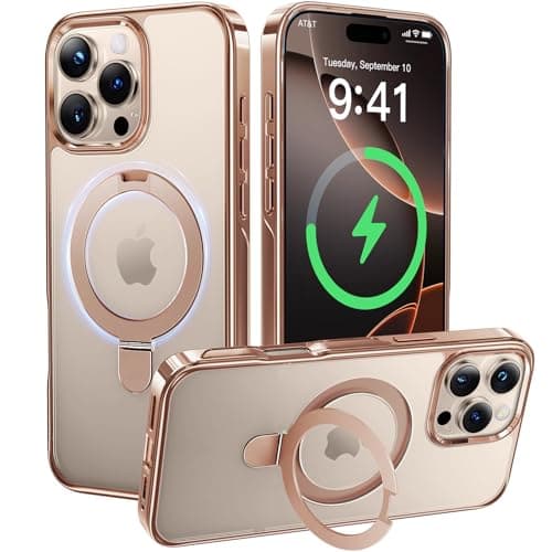 Alphex Desert Titanium for Magnetic iPhone 16 Pro Max Case with Invisible Stand, Polished Titanium Match for iPhone, 16FT Military Drop Protection, Shockproof Phone Ring Slim Cover 6.9 inch, Gold - Image 1