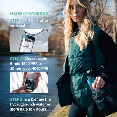 Hydrogen Water Bottle Generator - Up to 4100+ PPB - SPE/PEM Technology - Certified H2 Generator - Portable Athletic Performance & Hydration System - 6-Hour Hydrogen Retention, 10 oz (Turquoise) - Image 7