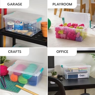 IRIS USA 12 Qt. Plastic Storage Bins Containers with Lids, 4 Pack, Small Sensory Bin, Craft Storage, Craft Organizers & Storage, Organizing Container for Home, Office & Art Supplies, Stackable, Clear - Image 3