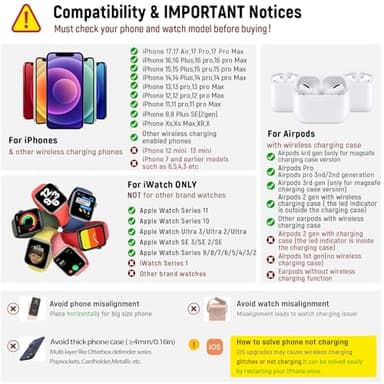 3 in 1 Charging Station for iPhone 17 - Wireless Charger for Apple Devices for iPhone 17 16 15 14 13 12 11 Pro Max - Foldable Wireless Charging Station Dock Stand for Apple Watch Series & AirPods - Image 6