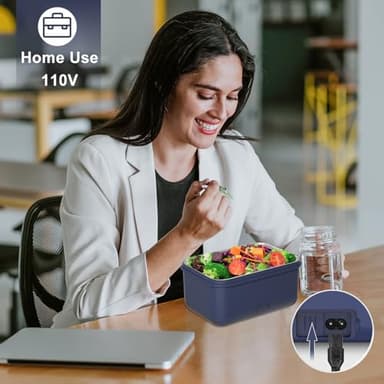 Akhia 100W Fast Heated Lunch Box 1.8L Electric Lunch Box, 12V/24V/110V Portable Food Warmer Ideal for Adults Men Women for Car/Work with Fork&Spoon Insulated Bag Valentines Day Gifts Birthday Gifts - Image 3