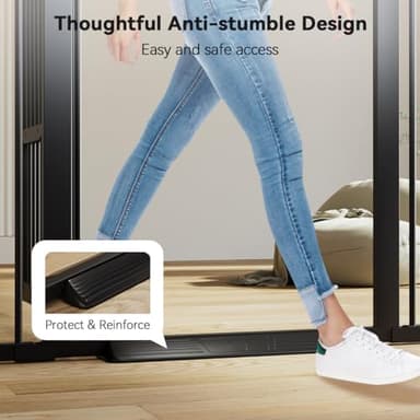 COMOMY 55.1" Extra Tall Pet Gate for Cats, 29.5-40.6" Extra Wide Cat Gate with Adjustable Cat Door, Pressure Mounted Easy Walk Through Pet Gate with Door for Stairs, Doorways, Kitchen(Black) - Image 3