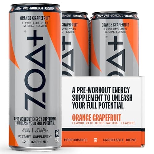 ZOA+ Pre-Workout Energy Drink Supplement - NSF Certified for Sport with Zero Sugar, Nitric Oxide Support, B & D Vitamins, Amino Acids, and Electrolytes (Orange Grapefruit) - Image 1