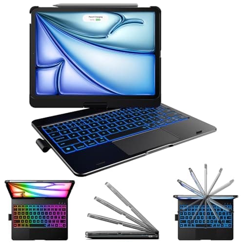 typecase Touch Keyboard Case for iPad Air 11-inch (M3 2025 / M2 2024)& iPad Pro 11(4th/3rd/2nd/1st Gen):Multi-Touch Trackpad & 11 Colors Backlight&360°Rotatable,Thin & Light for iPad Air 5/4 Gen,Black - Image 1
