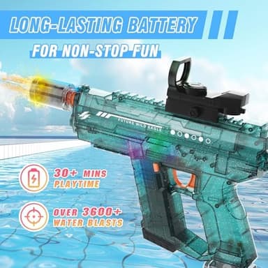 Electric Water Guns for Adults & Kids,Realistic Automatic Water Gun with 26-32 FT Long Range,800ml Large Water Tank,Splash-Resistant Design,Summer Outdoor Pool Beach Toy for Backyard Games(2 Pack - Image 7