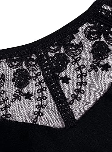 MIHOLL Womens 2025 Sleeveless Lace Trim Tops Casual Loose Blouses Ruffle Tank Shirts(Black,large) - Image 5