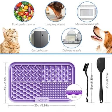 Azyh Licking Mat for Dogs & Cats 2 Pack, Slow Feeder Lick Pat for Large Dogs and Puppies, Anxiety Relief Dog Toys Feeding Mat for Butter Yogurt Peanut, Pets Bathing Grooming Training Mat (9.9'' × 6'') - Image 3