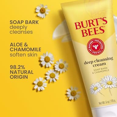Burt's Bees Face Wash, Deep Facial Cleansing Cream, College Back to School Dorm Essentials, All Natural Cleanser with Chamomile, 6 Ounce (Pack of 3) (Packaging May Vary) - Image 4