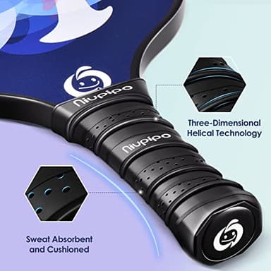 niupipo Pickleball Paddles, Pickleball Paddles Set of 4, Pickleball Paddle with Fiberglass Surface, Polypropylene Honeycomb Core, Cushion Grip, Lightweight Pickleball, Portable Carry Bag, White - Image 6