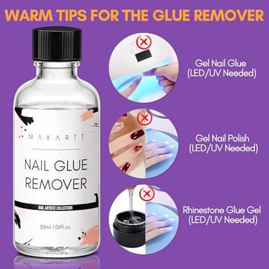 Makartt Nail Glue Remover for Press on Nails - 30ML Glueoff Easy Removal Versatile Debonder for Glue on Tips, Regular Polish, Quick Glues and Semi-Cured Sticker DIY Manicure Supply - Image 4