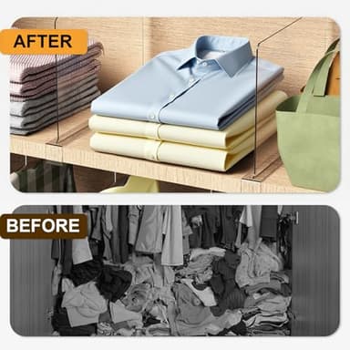 Ginbel Direct 12 Pack Closet Shelf Dividers Organizer Purse Clothes Organization Acrylic Clear Tall Divider Separators for Wood Wire Thick Shelves Kitchen Office Bookshelf Storage Handbags Bag Sweater - Image 2