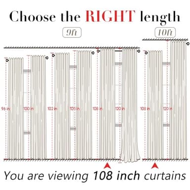 108 Inch Linen Curtains 2 Panels,With Heading Tape Hooks for Track System Back Tab,Stone Washed Cotton Flax Weave Sheer Extra Long Curtain for Living Room Bedroom,9FT 9 FT,Cream(Ivory/Off White) - Image 3