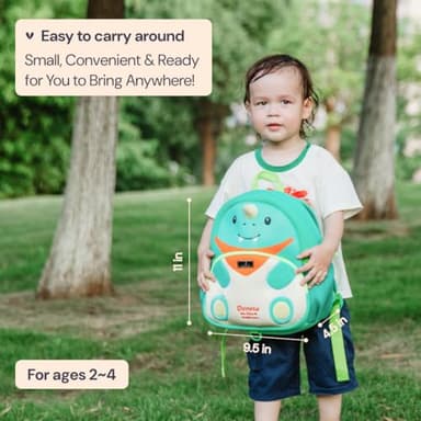 BabbleRoo Toddler Backpack, Kids Backpack - Light & Comfortable, Water Resistant Neoprene, Leash for Toddlers 1-3, Reflective Strips for Visibility, Animal Backpack, Donnie the Dino - Image 4