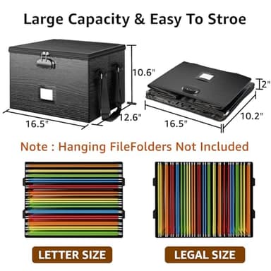 ROSONG 2 Pack Fireproof Document Box File Organizer - Portable Locking Filing Storage Box with Handle Waterproof for Hanging Letter/Legal Folder Important Document - Image 6