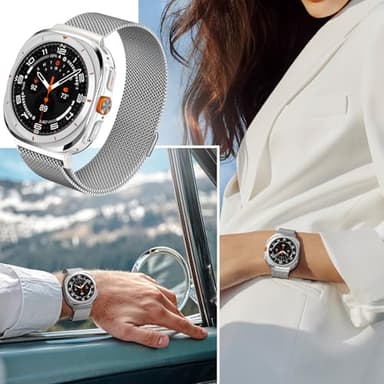 Metal Magnetic Watch band for Galaxy Watch Ultra 47mm(2025/2024), Stainless Steel Mesh Adjustable Watch band for Men and Women, Silver - Image 6