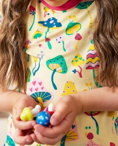 babee Reshinee Bamboo Viscose Toddler Girls Kids Short Sleeve Pajamas 3-4T Years Pink Mushroom Summer Cool Soft 2pcs Set Pjs Pyjamas Jammies - Image 6