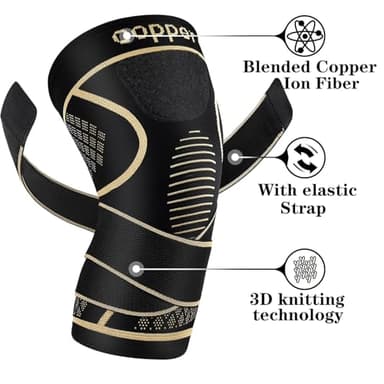 Copper Knee Braces with Strap for Knee Pain Women and Men(2 Pack), Knee Compression Sleeve for Arthritis, ACL, Meniscus Tear, Joint Pain Relief, Knee Support for Working, Running, Weightlifting(XL) - Image 2