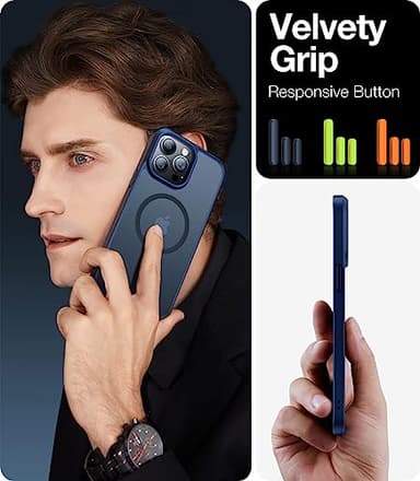 TORRAS Magnetic Guardian Designed for iPhone 14 Pro Max Case, [Military Grade Drop Tested] [Compatible with MagSafe] Slim Frosted Case for iPhone 14 Pro Max Phone Case (6.7") Blue - Image 6