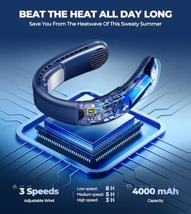 1S Cool Down 30°F Neck Fan with Double Semiconductor Coolers, 360° Surrounded Personal Fans Air Conditioner that Blow Cold Air, 8H lasting Portable Fan with 3 Speed, Gifts for Men Women Outdoor Travel - Image 5