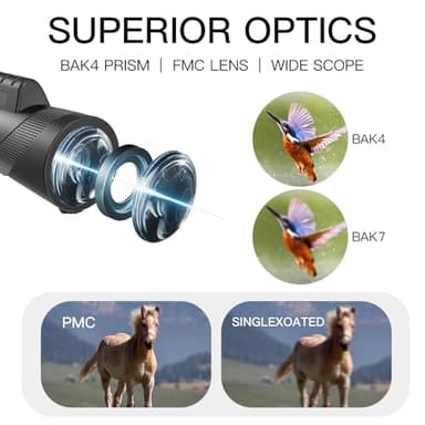 EOQIFJM 10x42 High-Powered Monocular for Adults - Military Grade Compact Monocular Telescope with Tripod, Lightweight & Waterproof Design&BAK4 Prism for Bird Watching, Hiking andWide Field of View - Image 2