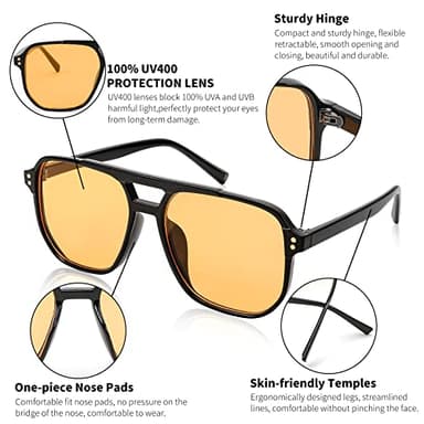 FEISEDY Retro Square Aviator Sunglasses Women Men 70s Vintage Trendy Plastic Frame Sun Glasses B2835 - Image 5