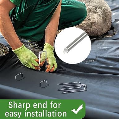 HOUYA 50 Pack Landscape Staples 4 Inch 12 Gauge Garden Stakes Galvanized Garden Staples Pins Anti-Rust Ground Stakes for Weed Barrier, Irrigation Tubing, Yard Lawn, Landscape Fabric - Image 5