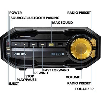 PHILIPS FX10 Bluetooth Stereo System for Home with CD Player , MP3, USB, FM Radio, Bass Reflex Speaker, 230 W, Remote Control Included - Image 4