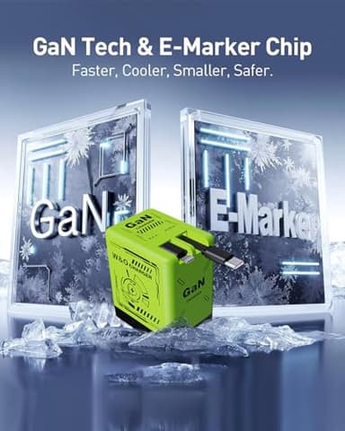 W&O 2-in-1 gan Compatible with Fast Charger,GaN Charger Fast Charging,45W Retractable Phone Charger Wall Plug with Lightening and Type-C Cables,for iPhone16/15 Series, Galaxy S25/24,Android and More - Image 3