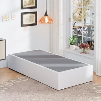 Upcanso 16 Inch Twin Bed Frames with White Skirt Cover, Metal Twin Size Bed Frame with Storage, Heavy Duty, No Box Spring Needed, Easy Assembly, Noise Free, Mattress Foundation - Image 8