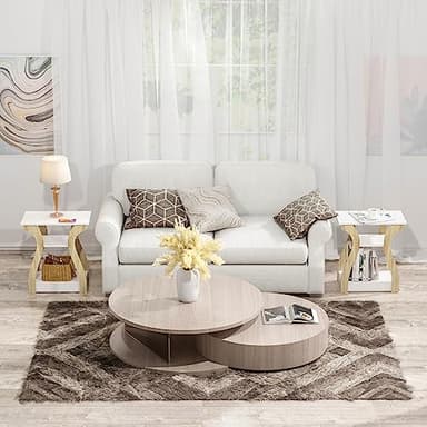 FROMJBEST End Table Set of 2 with Charging Station, Side Table with USB Ports and Outlets, Nightstand, 3 Tier End Table with Storage Shelf for Living Room, Bedroom (White Set of 2) - Image 7